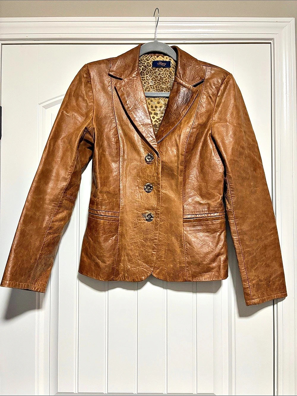Mary Italy Leather Blazer Brown Size 44
